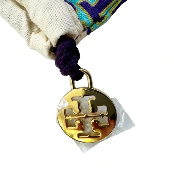 NEW Tory Burch Canvas Shoe or Bag Dust Bag with Drawstring Logo Charm Beige - Picture 2 of 6